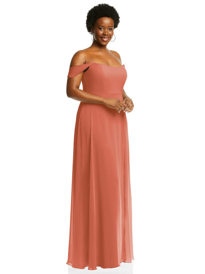 Off-the-Shoulder Basque Neck Maxi Dress with Flounce Sleeves, , alternate image number 4