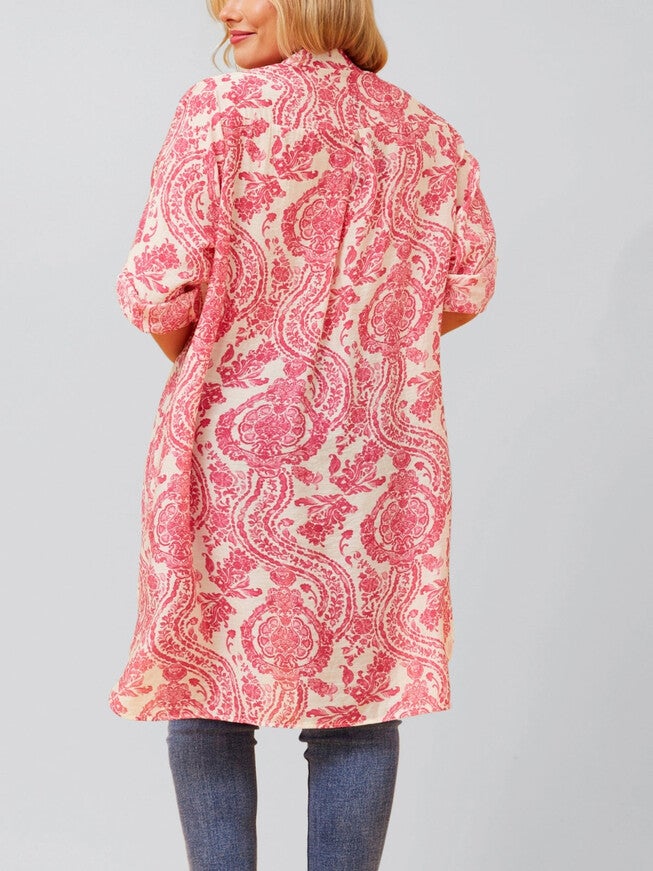 Cezanne Tunic Shirt Dress Semi-Sheer Paisley Print, , alternate image number 8