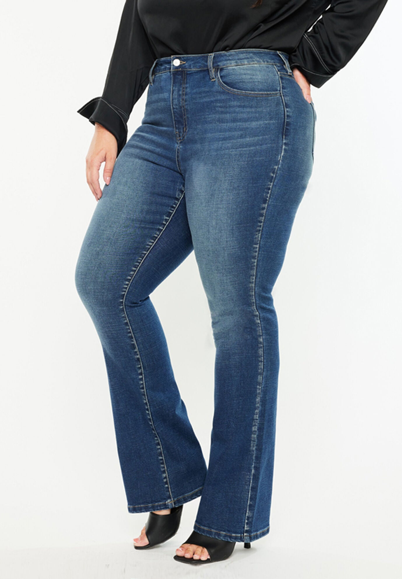 Hope Essentials High Rise Skinny Bootcut Jeans (Plus Size), Medium Wash / Medium Wash, alternate image number 3