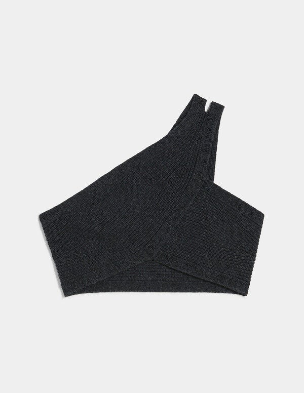 One Shoulder Knit Bralette Sweater, Charcoal Grey / Charcoal Grey, hi-res image number 0