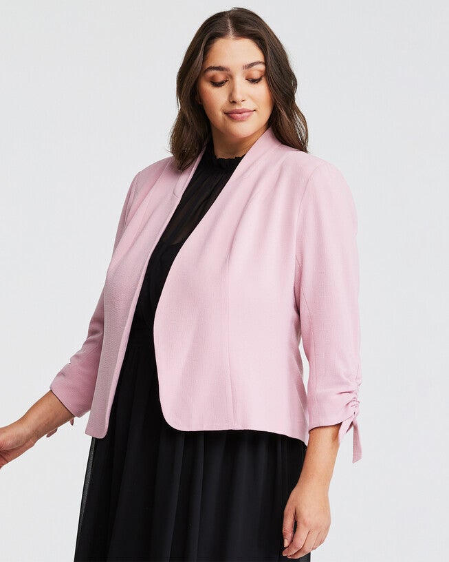 Thea Bow Sleeve Jacket, Pink / Pink, alternate image number 2