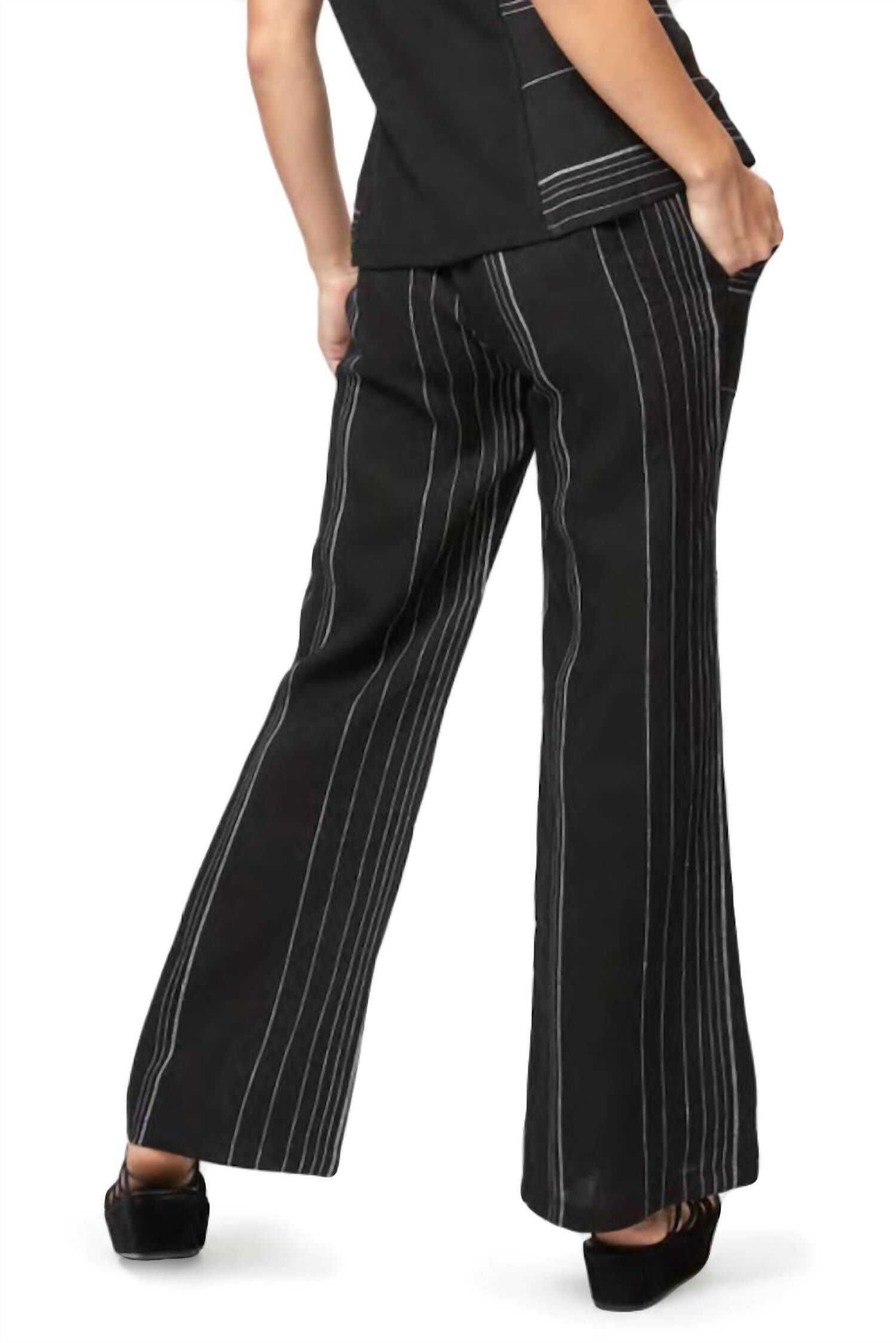 AMALFI LINEN PANT STRIPE IN BLACK MULTI, , alternate image number 5