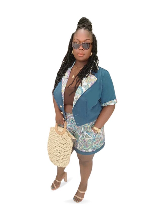 Nicole Reversible Cropped Fit Blazer, TealGold / Teal, alternate image number null