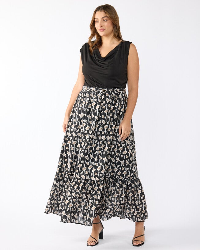 SEA LILY SKIRT, Print / Black, alternate image number 4