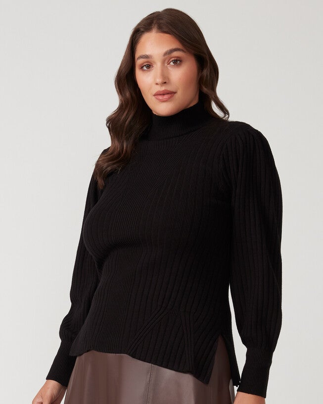 Rae Ribbed Knit, Black / Black, alternate image number 2