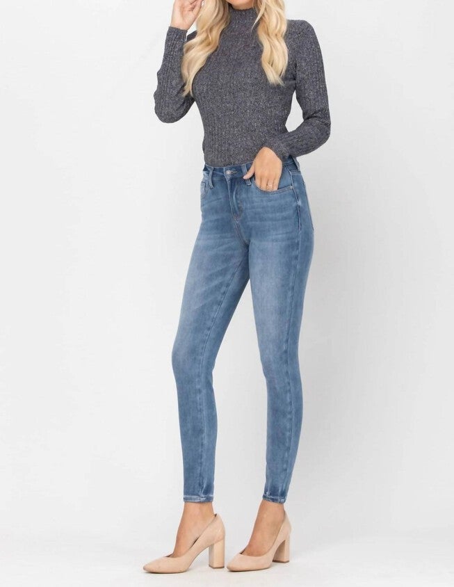 High Waist Thermal Skinny Denim 88206 in Blue, , alternate image number null