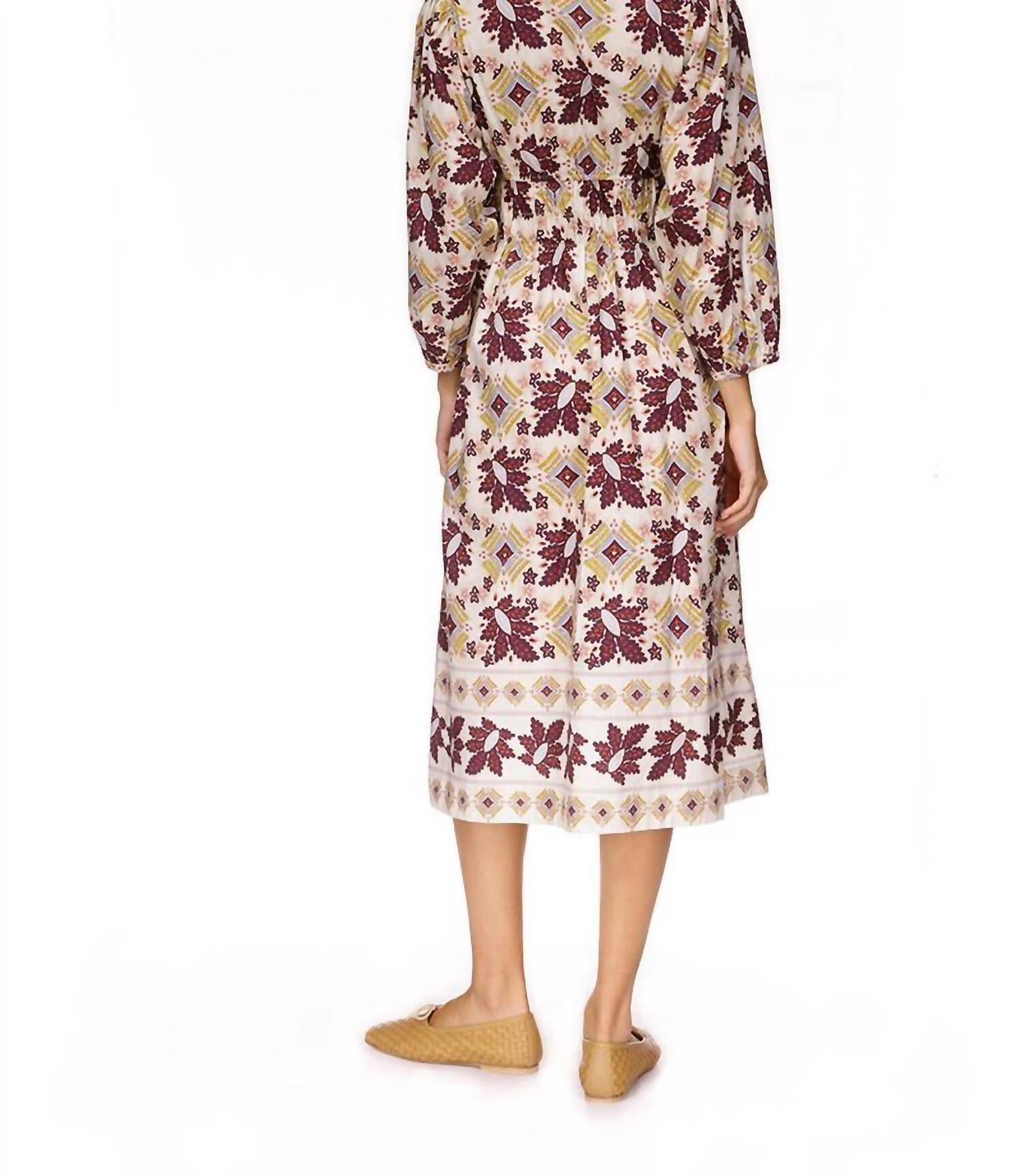 GINGER DRESS IN RETRO FLORAL TURTLEDOVE, , alternate image number 6