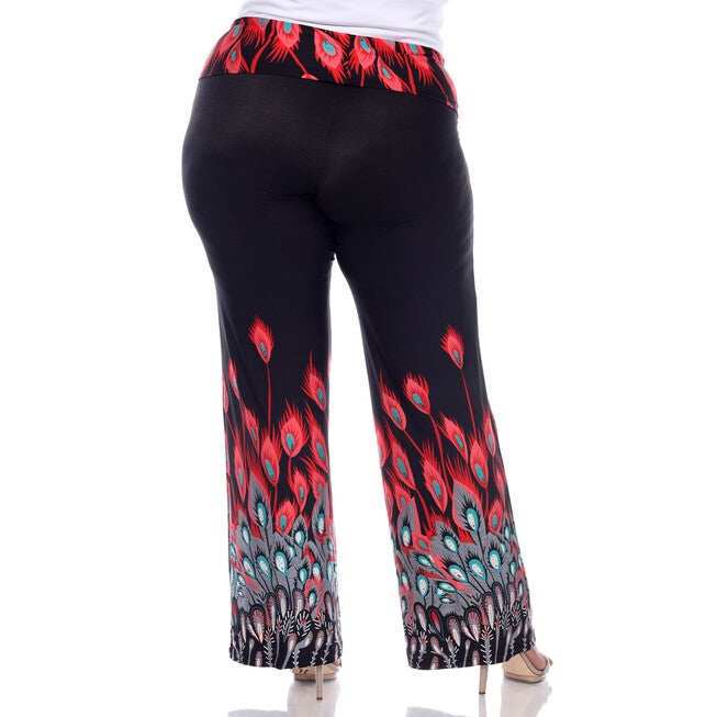 Peacock Print Palazzo Pants, , alternate image number null