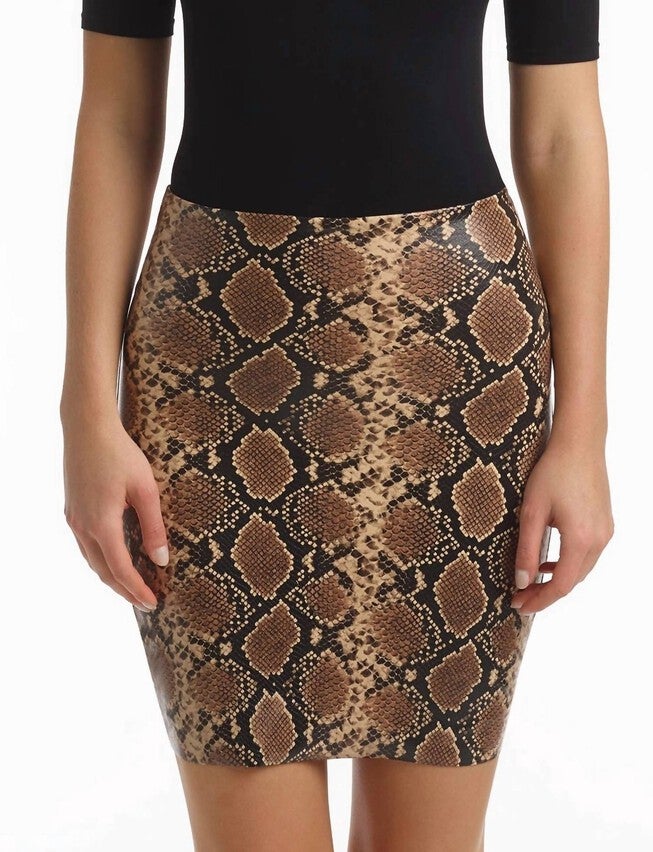 COMMANDO FAUX LEATHER ANIMAL MINI-SKORT - SK15 IN SNAKE, Snake / Brown, hi-res image number null