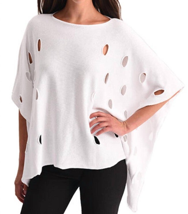 CUT OUT PONCHO IN WHITE, White / White, hi-res image number 0
