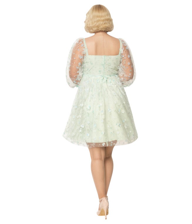 Smak Parlour Mint Tulle & Babydoll Dress, Mint / Mint, alternate image number 2