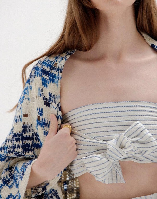 SENSE LONG SCARF IN WHITE STRIPE, , alternate image number null