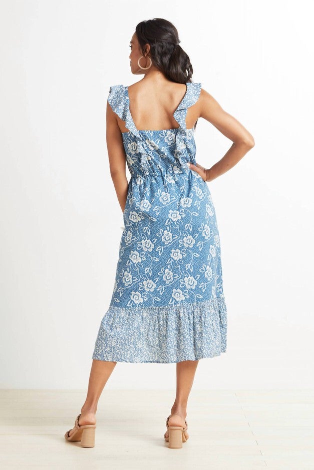 POPPY DRESS IN NAVY MULTI MIX, Navy Multi Mix / Light Blue, alternate image number null