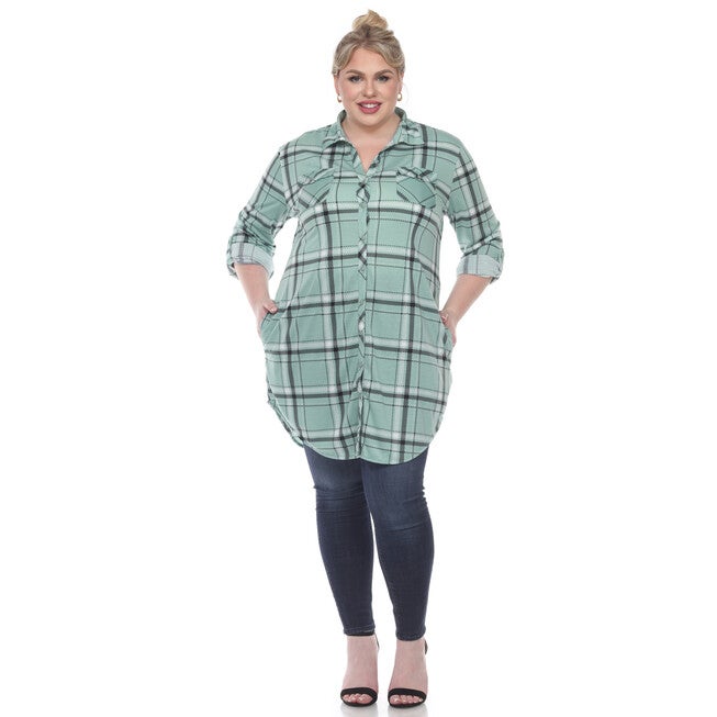 Plaid Tunic Top, Mint / Mint, alternate image number null