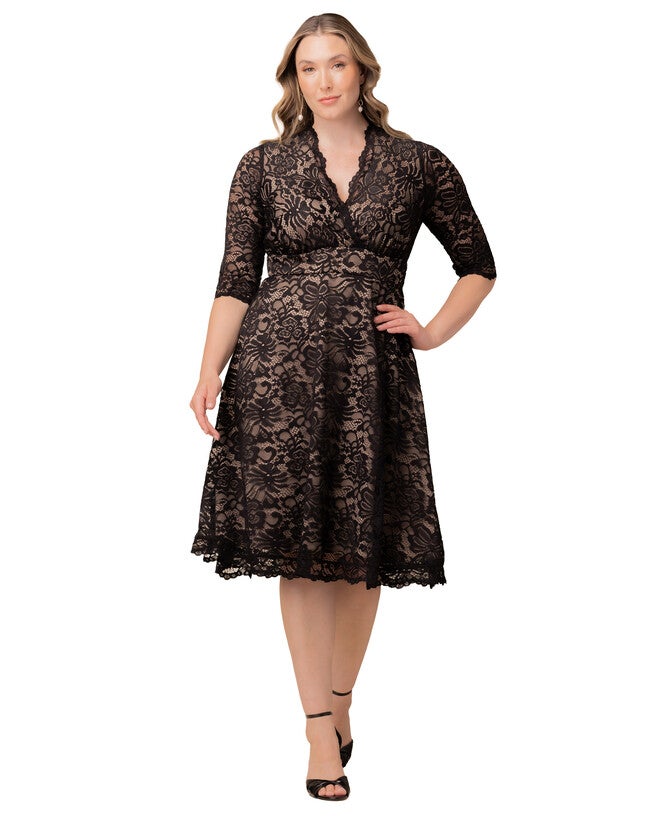 Mademoiselle Lace Cocktail Dress, BLACKNUDE / Black, hi-res image number 0