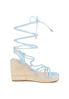 Platform Square Toe Lace Up Espadrilles Heels Wedge Sandals