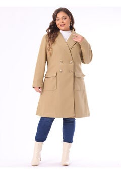 NOTCH LAPEL DOUBLE BREASTED PEA TRENCH COAT