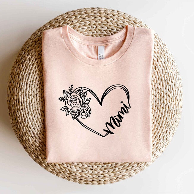 Mimi Heart Outline Short Sleeve Graphic Tee, Blush / Pink, hi-res image number null
