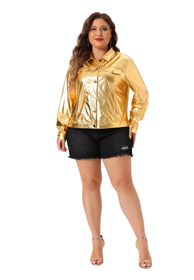 METALLIC MOTO BIKER HOLOGRAPHIC SHINY JACKET, Gold / Gold, hi-res image number 0