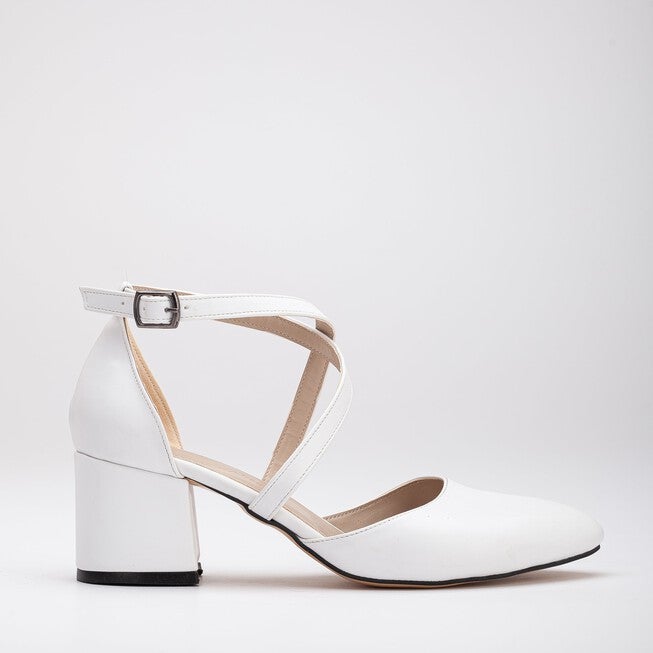 DOLLY - WHITE WEDDING LOW HEELS, WHITE / White, hi-res image number 0