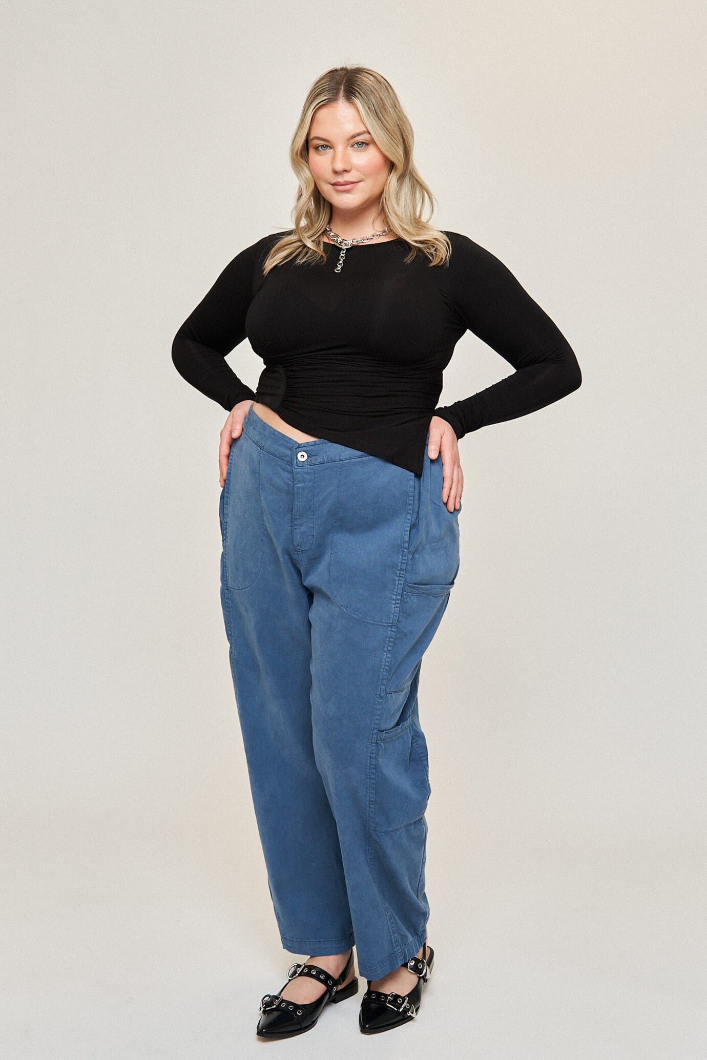 Tara Cotton Tencel Cargo Pant, Slate Blue / Dusty Blue, hi-res image number 0