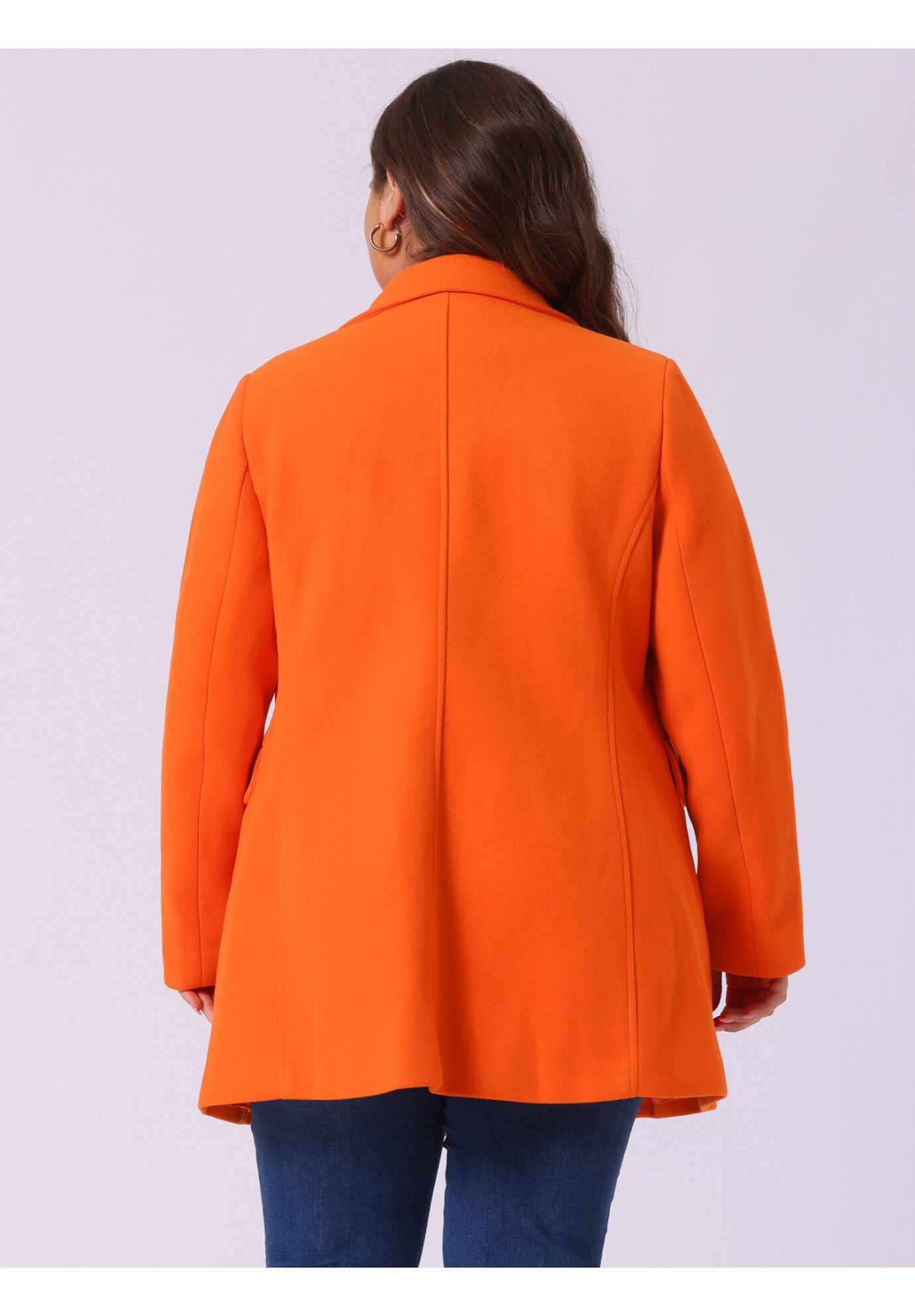 NOTCHED LAPEL DOUBLE BREASTED COAT, Orange / Orange, alternate image number 3