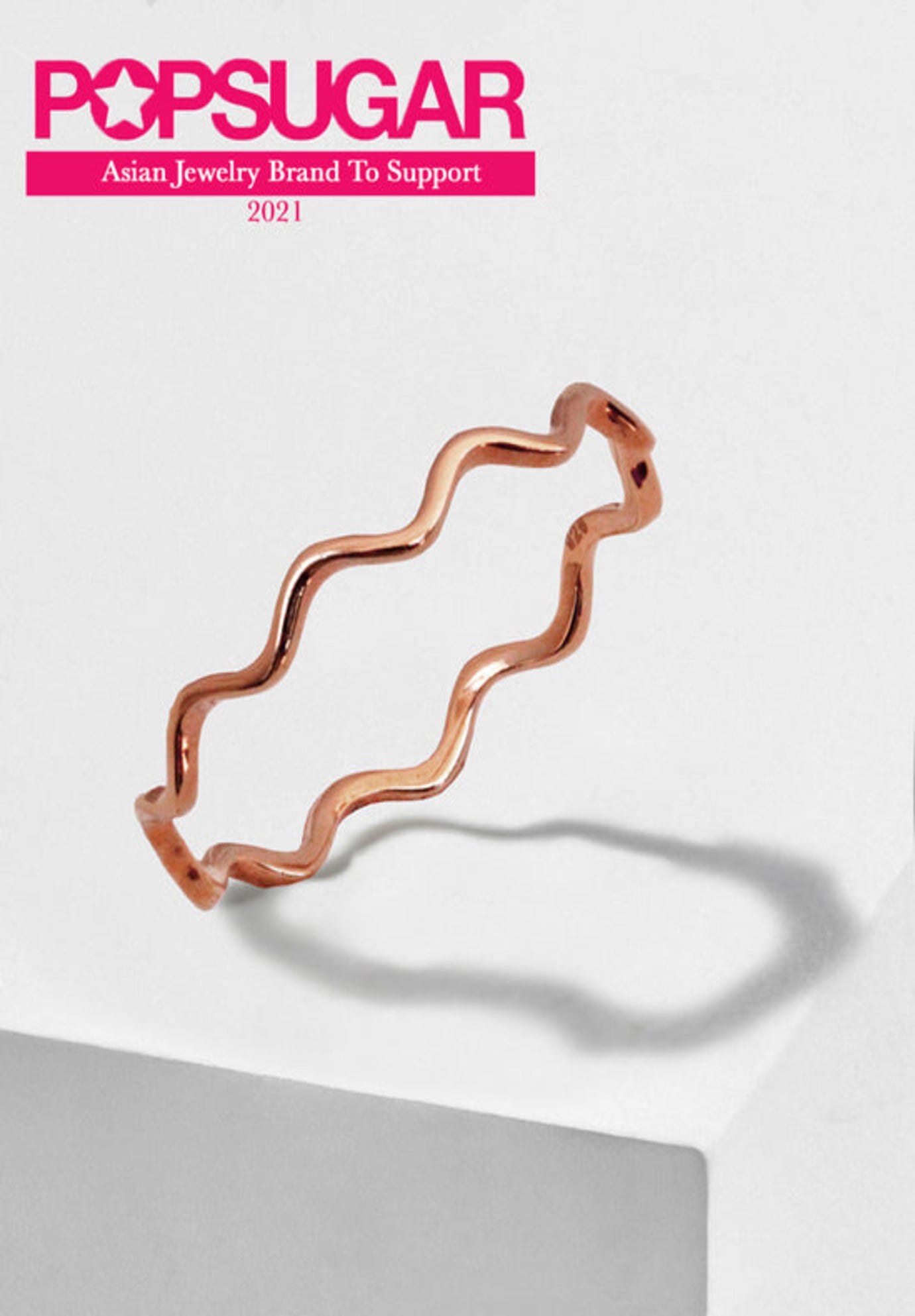 RAMEN NOODLE Thin Wavy Stacking Ring, Rose Gold / Pink, hi-res image number 0