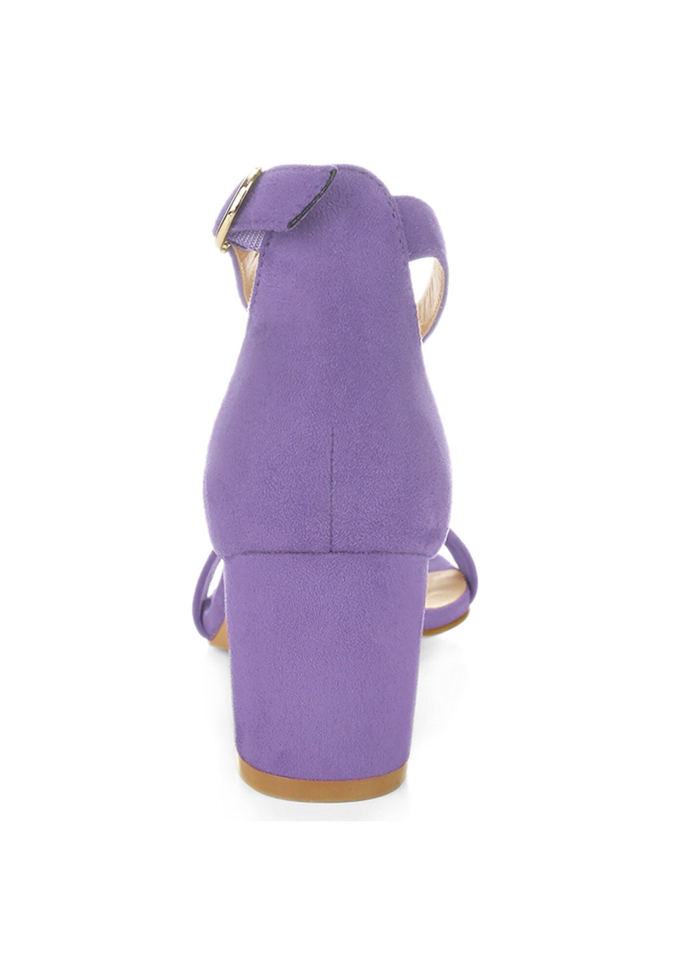 Mid Block Heel Ankle Strap Sandals, Purple / Purple, alternate image number 2