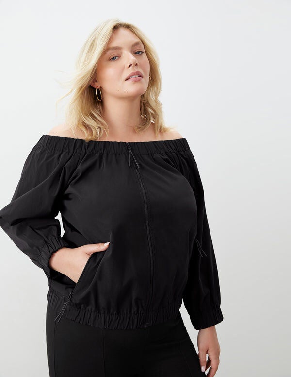 Off the Shoulder Zip Top, , alternate image number 3