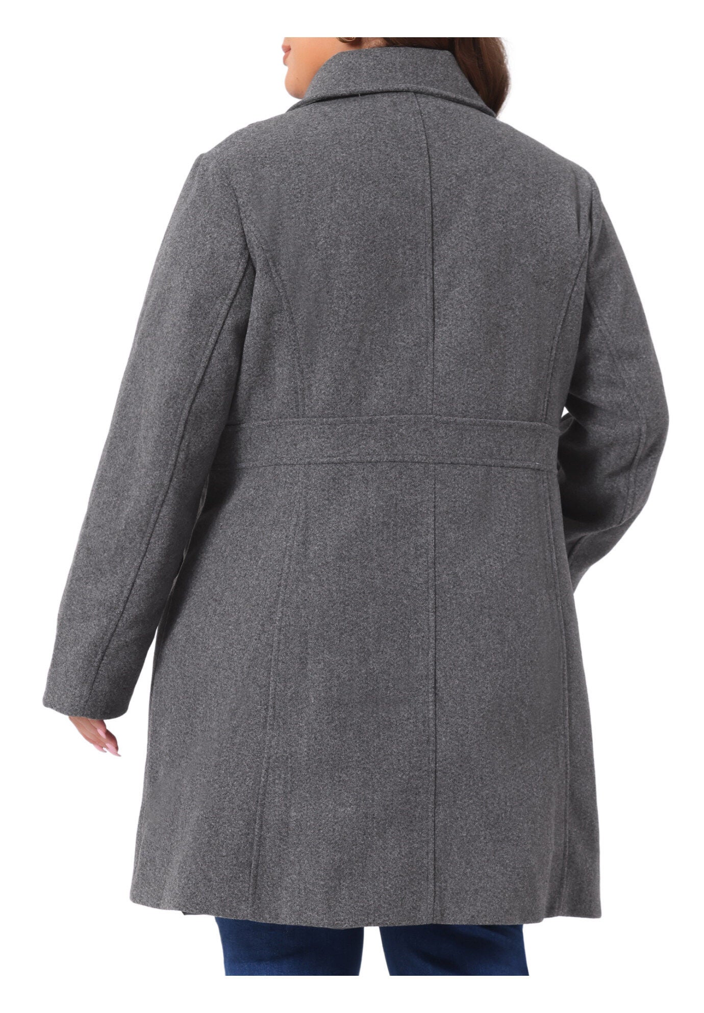 WINTER NOTCHED LAPEL SINGLE BREASTED LONG COAT, Dark Gray / Charcoal Grey, alternate image number 3