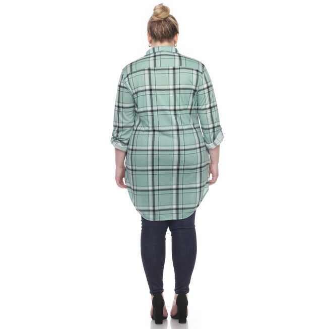 Plaid Tunic Top, Mint / Mint, alternate image number null