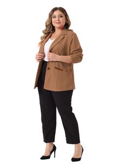 NOTCHED LAPEL V NECK WORK SUIT BLAZER