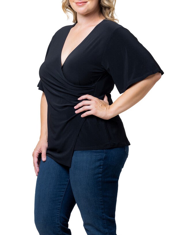 Stella Faux Wrap Top, BLACK NOIR / Black, alternate image number null