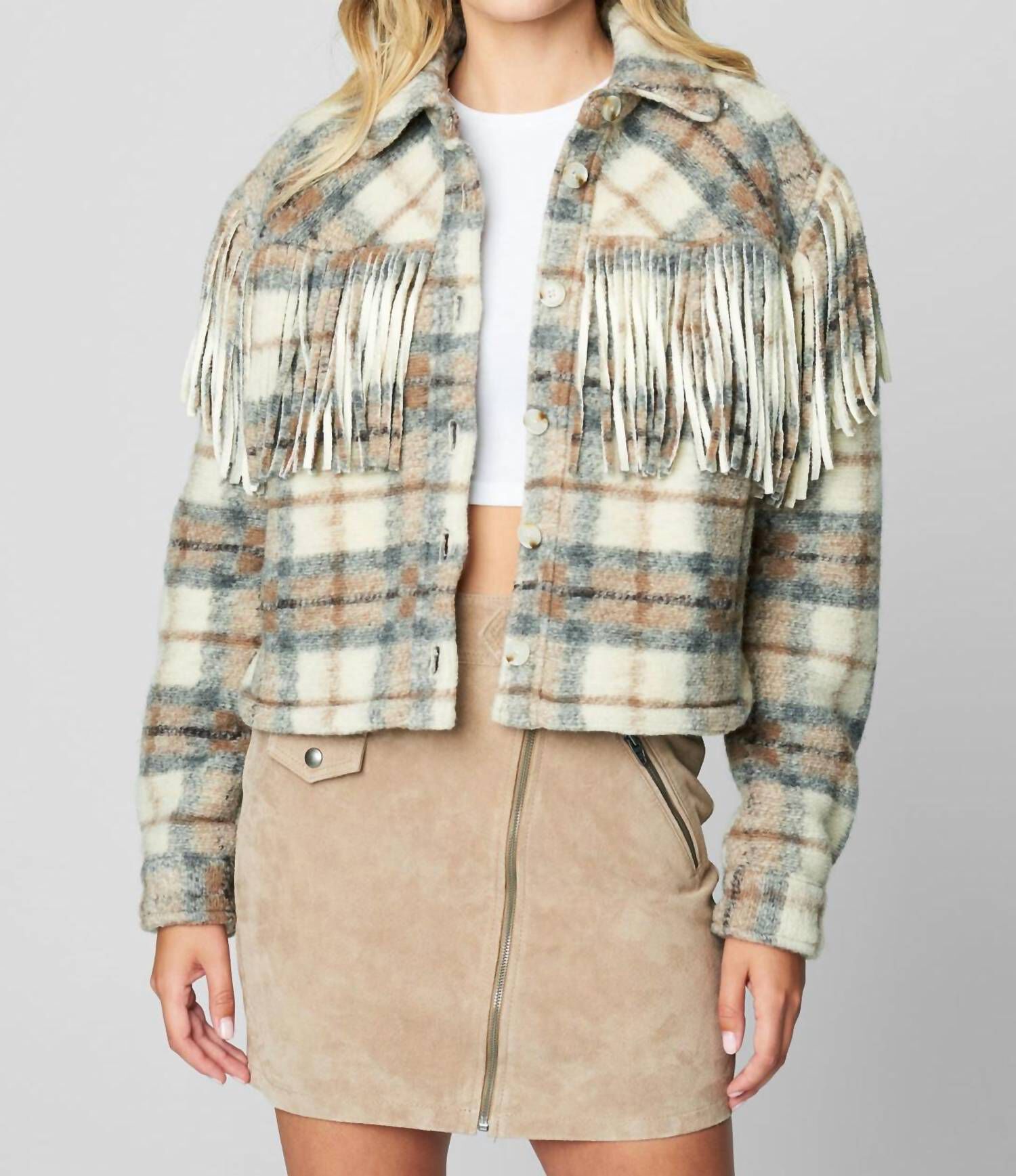 CROP FRINGE SHACKET IN TAKE NOTE | Dia & Co