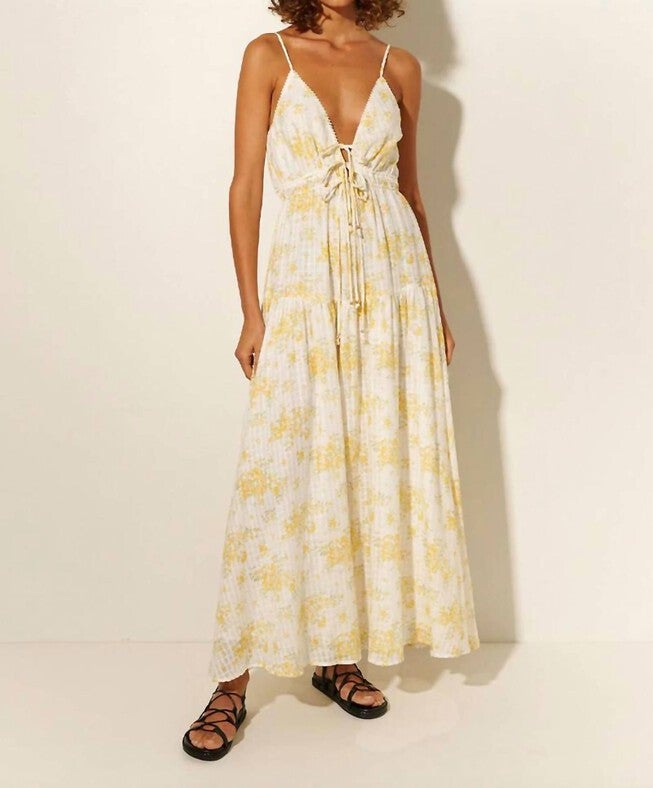 MARIELLE MAXI DRESS IN YELLOW DITSY, Yellow Ditsy / Yellow, hi-res image number 0