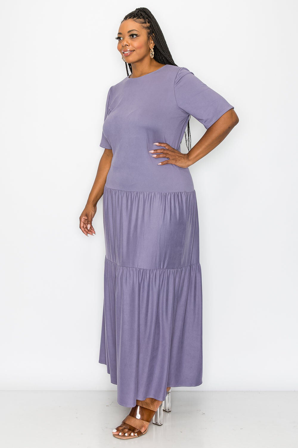 JOURDAN TIERED MAXI DRESS, Black / Black, alternate image number 3