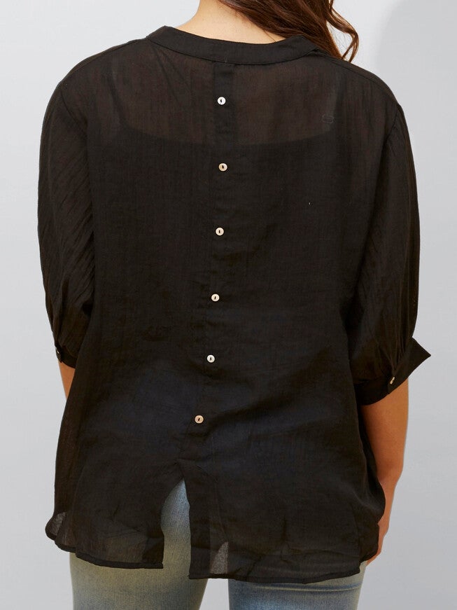Roxanne Oversized Semi-Sheer Shirt Blouse Solid, , alternate image number 8