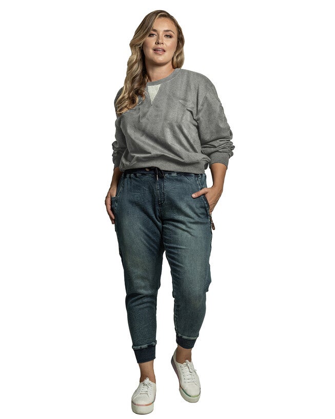 Standards & Practices Women's Long Sleeve French Terry Ruched Pullover, HEATHERGREY / Light Grey, alternate image number 3