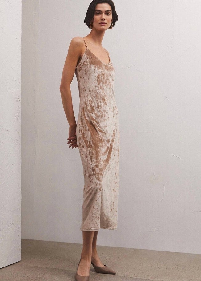 SELINA CRUSHED VELVET DRESS IN MOONLIT, , alternate image number null