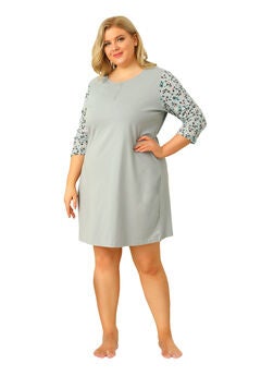 Floral 3/4 Sleeve Sleepwear Nightgown