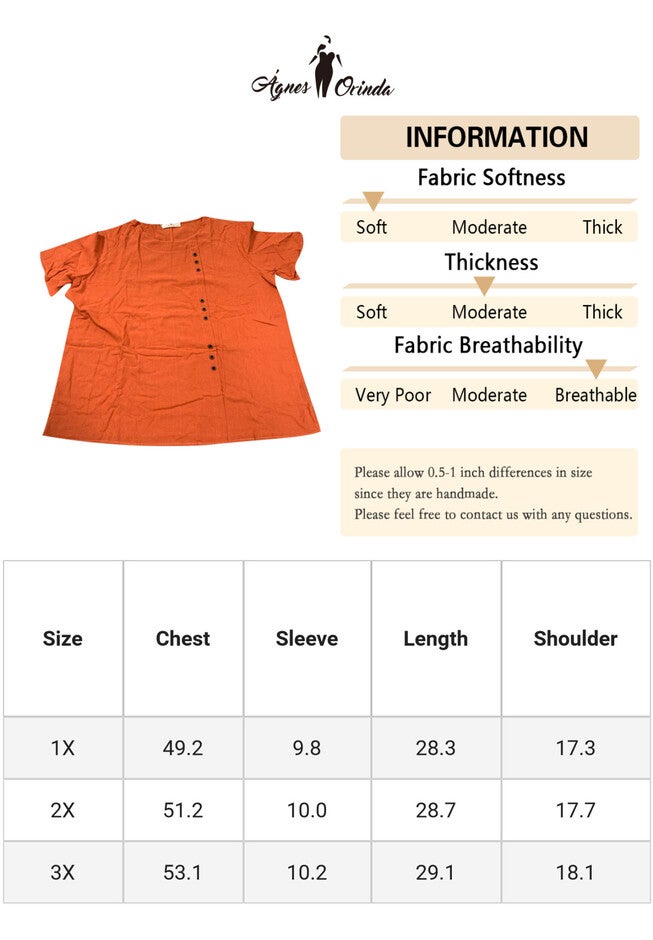 Short Sleeve Round Neck Cotton Linen T-Shirt Top, Brown / Brown, alternate image number 3