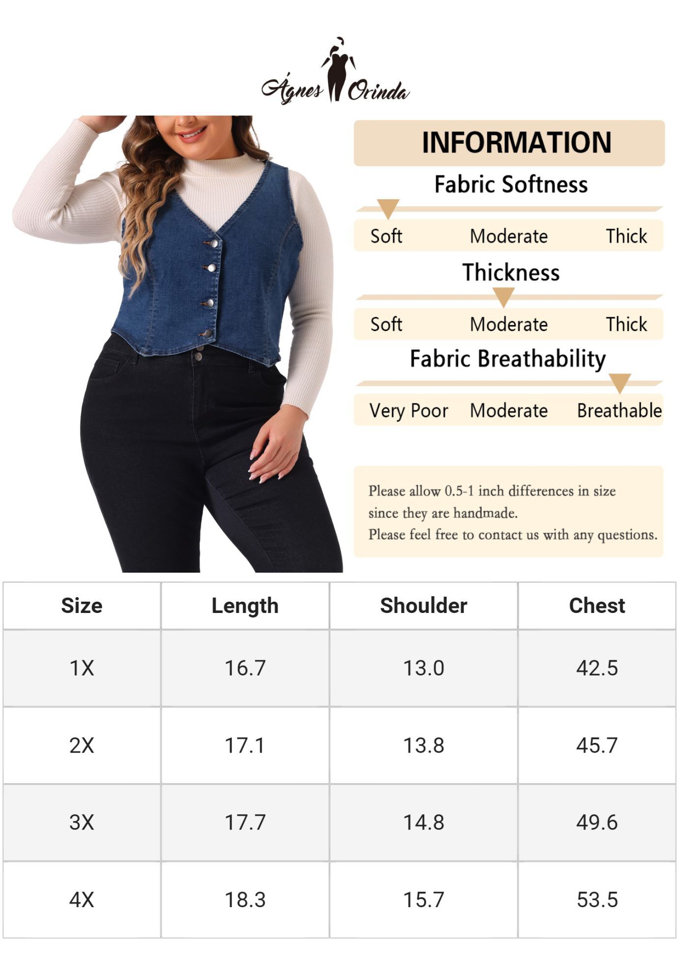 V NECK BUTTON DOWN DENIM VEST, Blue / Chambray Denim Medium, alternate image number 4