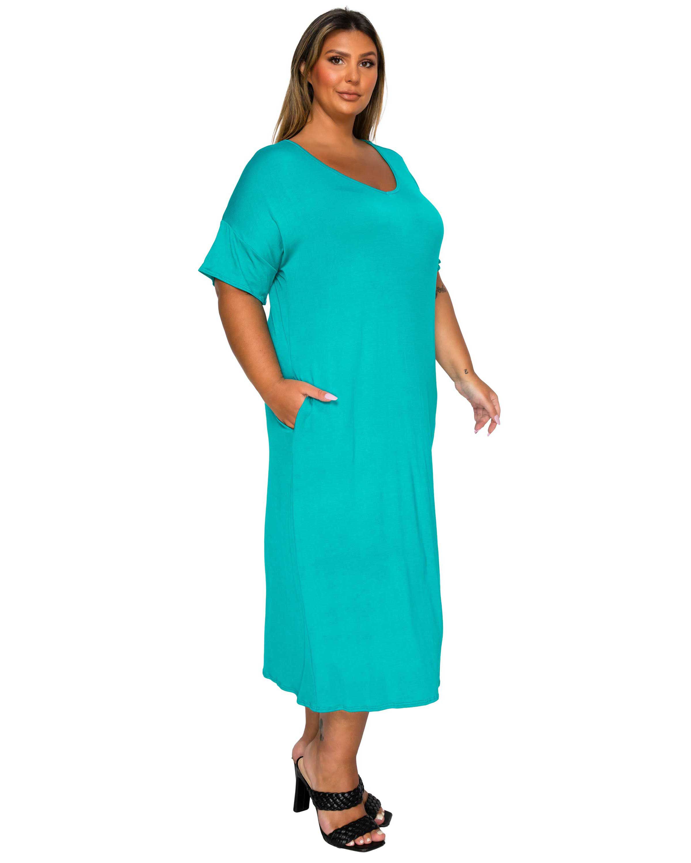 Olivia Pocket Midi Dress, Jade / Quetzal Green, alternate image number 1