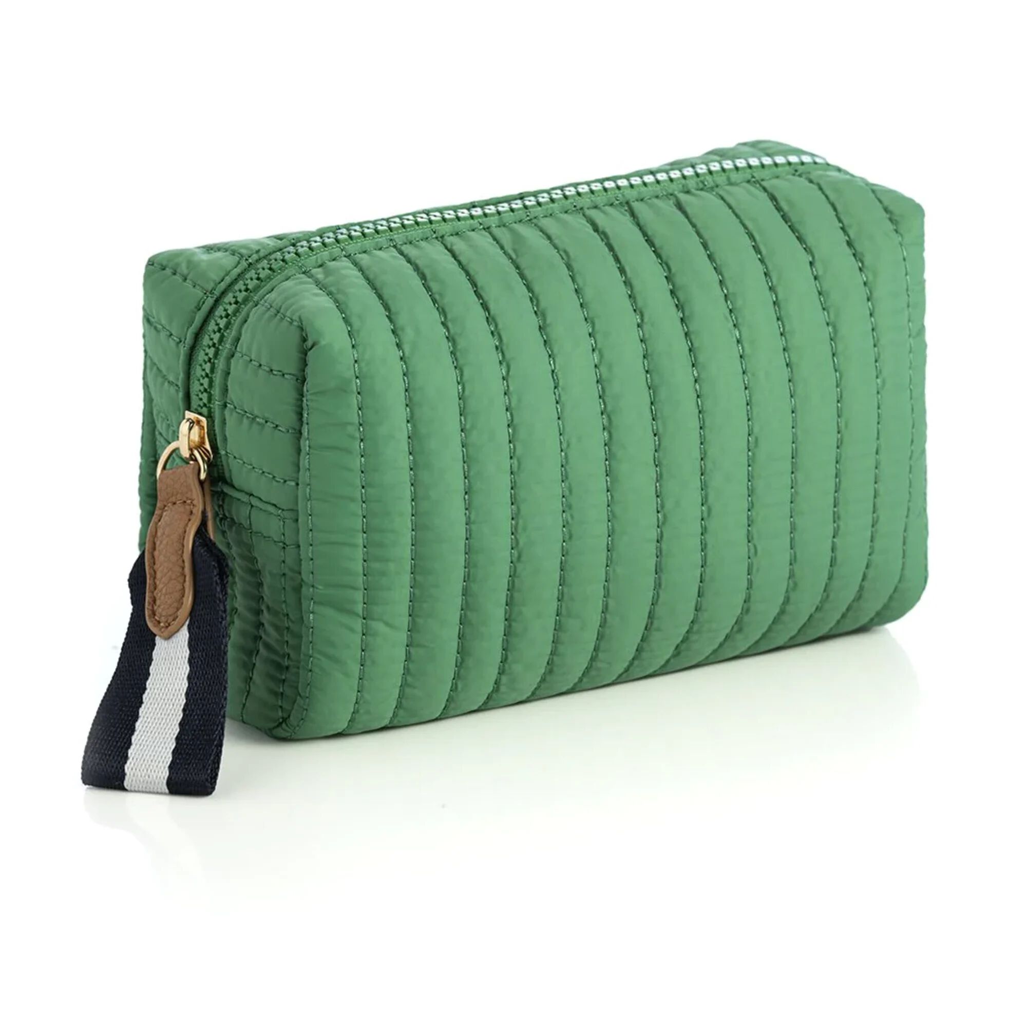 Ezra Quilted Nylon Small Boxy Cosmetic Pouch, Green / Kelly Green, hi-res image number 0