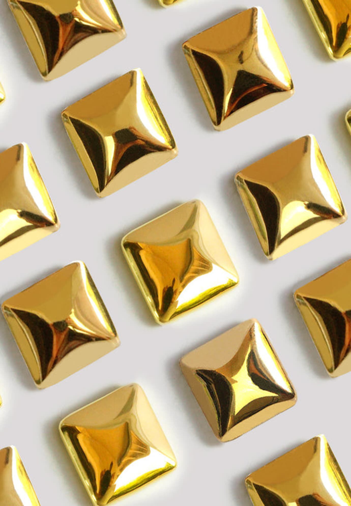 SQUARE Stud Earrings | 18K Gold Over Sterling Silver, Gold / Gold, alternate image number 2