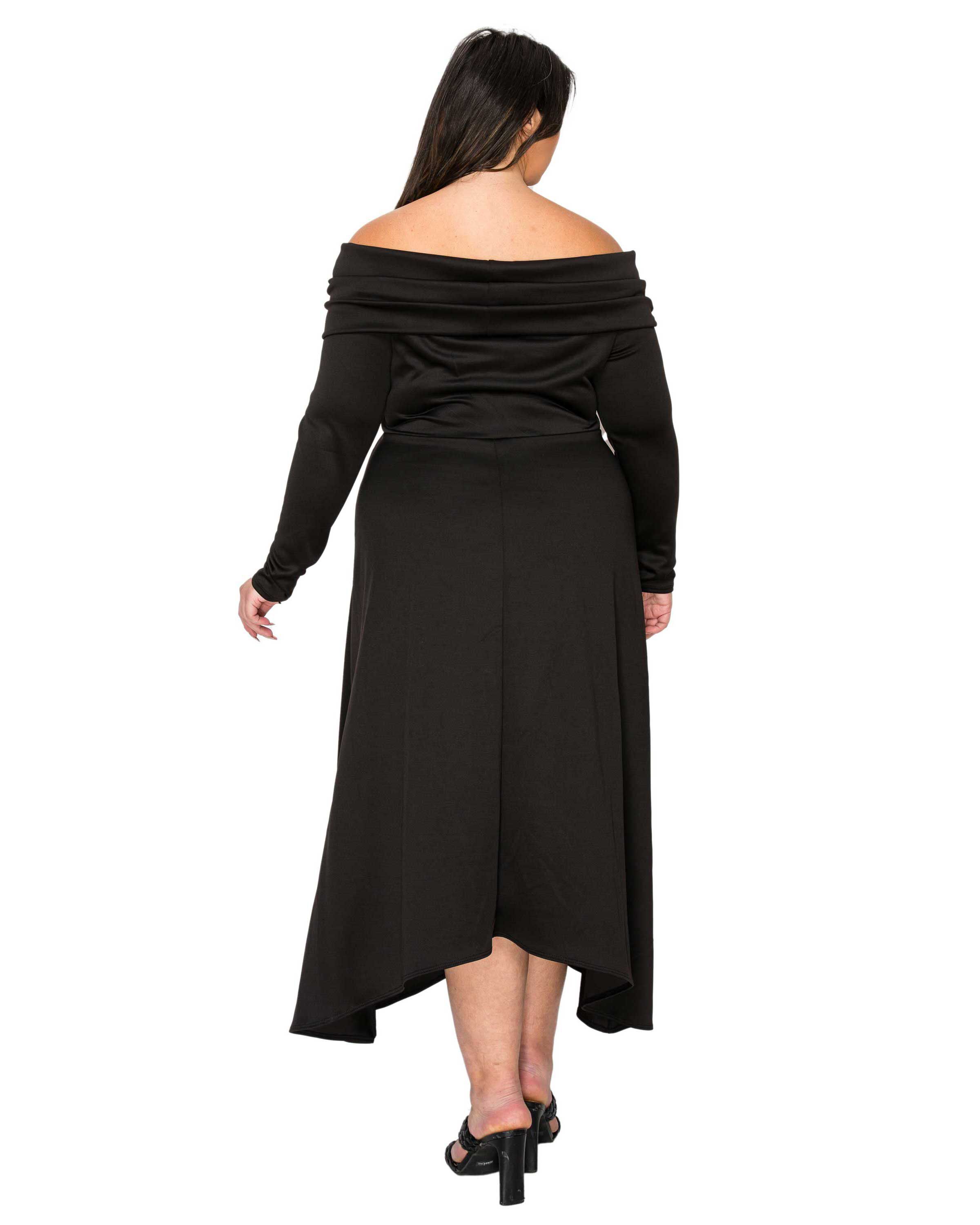 Lyra Off Shoulder Maxi Dress, Black / Black, alternate image number 2