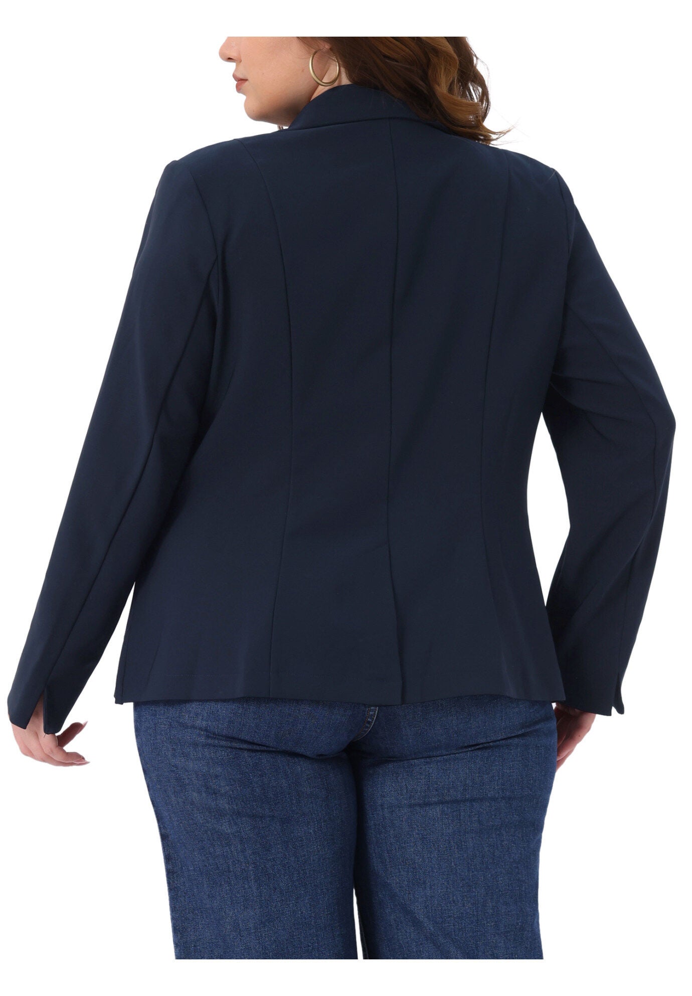 Business Casual Long Sleeve Lapel Pockets Jackets Blazer, Navy Blue / Navy, alternate image number 3