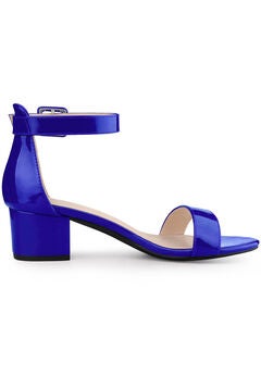 Open Toe Low Block Heel Ankle Strap Sandals