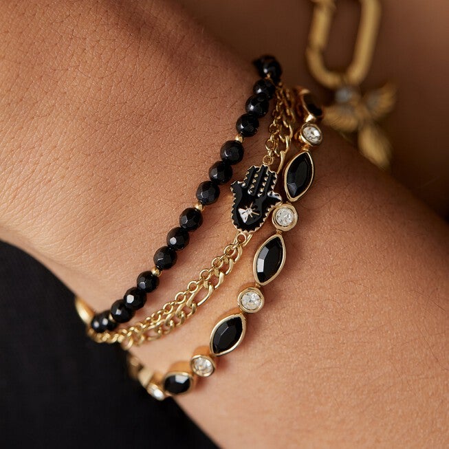 Hamsa Stranded Bracelet Set, Gold / Gold, alternate image number 4