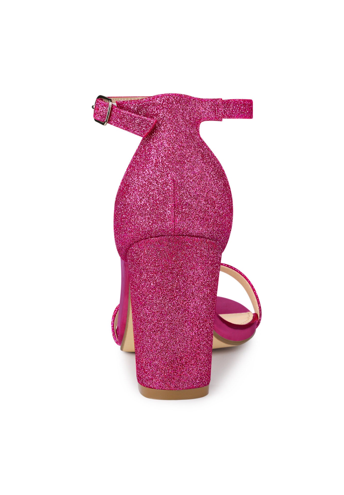 Glitter Ankle Strap Chunky Heels Sandals, Hot Pink / Pink, alternate image number 2